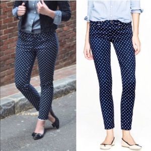 J. Crew Navy And White Polka Dot Toothpick Jeans